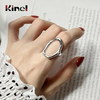 Kinel Hot Salg Geometriske Hule-Out Finger Ring 925 Sterling Sølv Smykker, Justerbar Ring bryllupsfest Sølv Ring bijoux