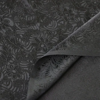 100cm*110cm Sort Silke Jacquard Charmeuse Kimono Stof Til Kvalitet Naturlig Silke Crepe Satin Etniske