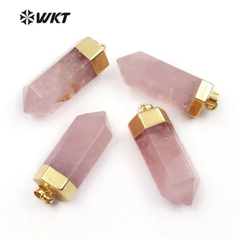 WT-P1412 Elegant Pink Farve Kvarts-stenen Cirkel vedhæng med Krystal søjle Vedhæng til Kvinder Smykker at Gøre DIY