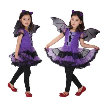 2019 Fantasi Piger Halloween Kostume Coaplay Heksen Dress Børn Tøj Kids Kjole til Piger Hat Baby Pige Dekoration Vestido