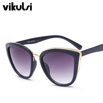Brand Design i Trendy Vintage Solbriller Kvinder UV400 Brun Leopard Cat Eye solbriller Retro Nuancer Hipster Briller Oculos de sol