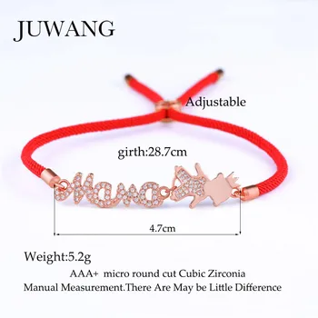 JUWANG Trendy Mor og Krone Dreng Charme Rød/Grå/Sort Reb Armbånd til Kvinde, Pige Børn Cubic Zircon Armbånd Smykker