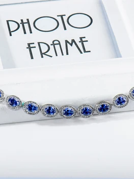 Safir，Blå zircona armbånd，925 sterling sølv armbånd til kvinder， kvinders armbånd smykker， gaver til kvinder，Halloween