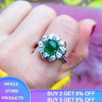Luksus Fine Smykker Smaragd Ringe til Kvinder, Bryllup, Engagement Cocktail Ringe 925 Sterling Sølv Justerbar Ring ZR234