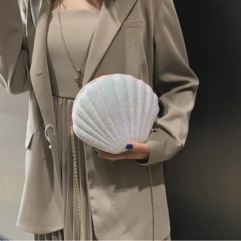 Designer Luksus Shell Taske 2020 Kvinder Messenger Taske Mode Pailletter Crossbody Taske PC Læder Mini Skulder Kæde Taske Tasker
