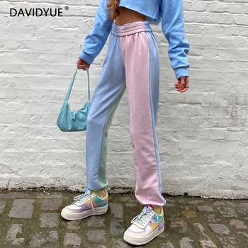 Vintage sweatpants kvinder punk joggere kvinder sved bukser streetwear baggy bukser pink farverige bukser hip hop koreansk stil