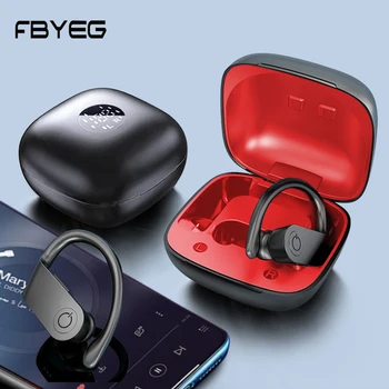 FBYEG Led Display Sport Bluetooth-Hovedtelefoner Trådløse Hovedtelefoner TWS HD Stereo Øretelefoner Vandtæt støjreducerende Headset Med Mic