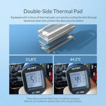 ORICO SSD Heatsink Aluminium Heatsink Køligere Varmeafledning Radiator til M. 2 NGFF PCI-E NVME 2280 SSD Køling kølepladen