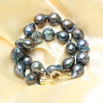 Real Enorme Naturlige perle sort barok perle kæde halskæde choker lang halskæde 45/50/55 AAA til pige gift party Nye smykker