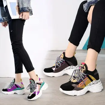 ASUMER Ko læder hestehår kvinder sneakers mode blandet farve behagelig gå-sko platform lejligheder ladies casual sko