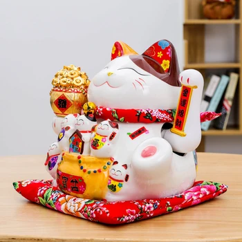 Overdimensionerede Sparegris Lucky Cat Åbning Feng Shui Ornamenter Home Decor Tilbehør Forretning Håndværk Skat Skål Figur Statuer