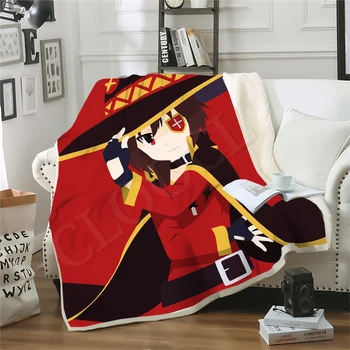 Anime Girl Megumin Konosuba Tæpper 3D-Print Mode Sofa Rejser Unge Sengetøj Smide Tæpper Sofa Sengetæppe til Bløde Dyne