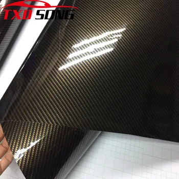 10/20/30/40/50/60X152CM/MASSE GULD Twill 2D Carbon Fiber Blank Carbon Fiber Vinyl Film AUTO Wrap Film til Bil dekoration