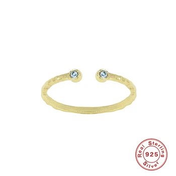 AIDE 925 Sterling Sølv Ringe for Kvinder Minimalistisk 12 Måneder Zircon Mode Personlighed Åben Ring i Guld Farve, Fine Smykker
