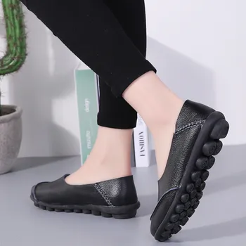 MEMUNIA stor størrelse 35-44 nye kvinder lejligheder rund tå lavvandede ægte læder sko Casual kvinde Loafers slip på Oxfords kvinder sko