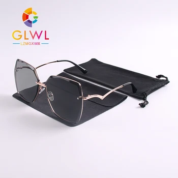 Kvinders Briller Retro Solbriller 2021 Vintage Uindfattede Briller Overdimensionerede Briller Kvindelige Luksus Sun Linser Kørsel Skygge Mærke