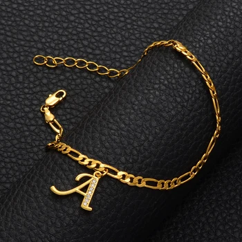 Anniyo 21cm + 10cm Extender Kæde / A-Z Brev Indledende Ankelkæde for Kvinder, Piger Alfabet Smykker Breve Fod Kæde Gaver #067902