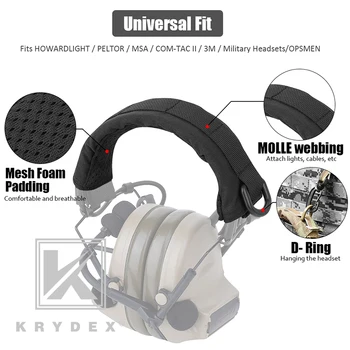 KRYDEX Modulære Hovedtelefon Stå Beskyttelse Cover Til HOWARD MSA Taktiske Hovedbøjle Earmuff Headset Stå MOLLE Beskyttelse Sag BK