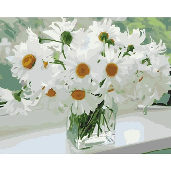 Maleri Af Numre DIY Dropshipping Stor størrelse vindue chrysanthemumFlower Lærred Værelse Dekoration Kunst billedet Barn Gave