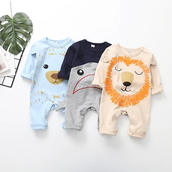2020 Spædbarn Baby Rompers Lange Ærmer Buksedragt Nyfødte Tøj Foråret Efteråret Pyjamas Søde løve print Baby Boy Tøj