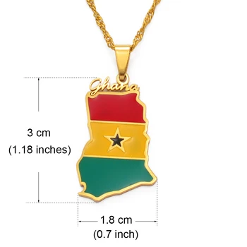 Anniyo Ghana Land, Kort og Flag Vedhæng Halskæder Charme Ghanesiske Smykker Ghana National Dag Gaver #138121