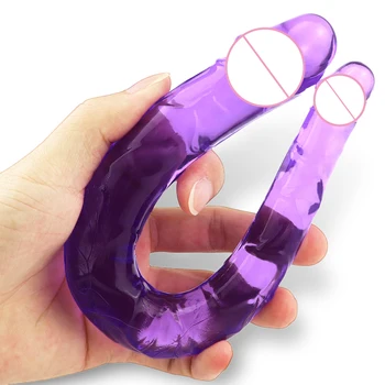 Dual-Hoved Jelly Dildo INGEN Vibrator Kvinder, Vaginal Anal Butt Plug Massage Realistiske Dildoer G Spot sexlegetøj til Kvinde Bøsser, Lesbiske