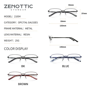 ZENOTTIC Legering Recept Briller Rektangel Optiske Briller Nærsynethed Blå Lys Briller Progressive Briller Fotokromisk