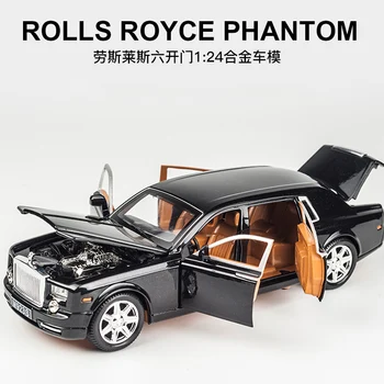 1:24 Trykstøbt Legering Bil Model Rolls Royce Phantom Metal Toy Bil Hjul Simulering Lyd, Lys, Træk Det Tilbage Car Collection Børn Gave