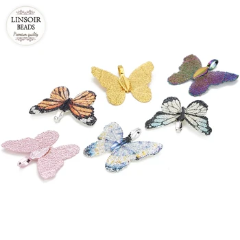 LINSOIR 2018 Nye 2stk/parti 7 Farver Butterfly Flydende Charms Vedhæng 31*29mm For Diy-Halskæde Håndlavet Smykker at Gøre