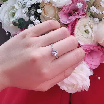 Kuololit Naturlige Diamanter 10K hvid guld Ring for Kvinder Runde diamanter Løfte ring for et Engagement bryllup brude gave til hende