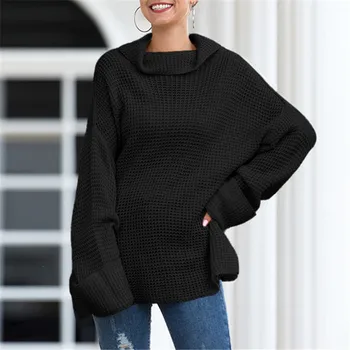 Lange Turtleneck Sweater Kvinder Strikket Top Pullovere Efterår Og Vinter Trøjer Med Lange Ærmer Fast Hvide Toppe Tøj 2020 Falde Kvindelige