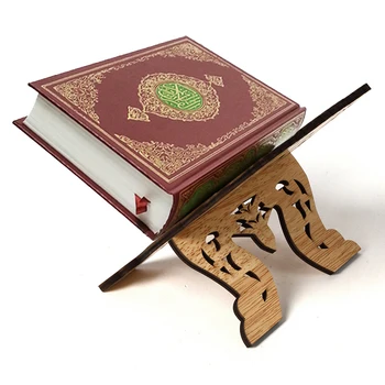 Koranen Muslimske Træ-Book Stand Holder Dekorativ Hylde Flytbare Ramadan Allah Islamiske Gave Håndlavet Træ Book Indretning
