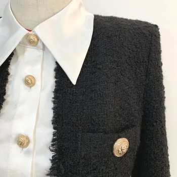 Høj kvalitet 2020 nye mode satin uld syning revers, enkelt-breasted fransk langærmet slim alsidig kvinde, jakke, frakke