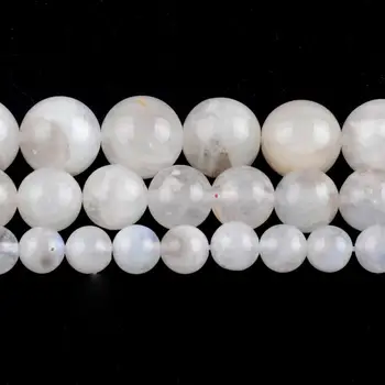 6/8/10/12mm Naturlige Perle Blå Flash Månesten Perler Til Smykker at Gøre Diy Glitter Løse Perler Armbånd Charms Håndværk, Engros