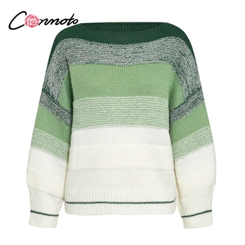 Conmoto casual harajuku efterår og vinter kvinder sweater løs patchwork strikket jumper trøje gradient kvindelige 2020 pullovere