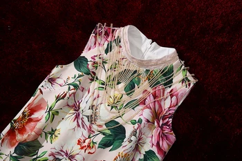 MIUXIMAO 2020 Sommer Kjole Nyeste Ankomst Mode Ærmeløs Blomst Diamanter Over Knæet Tank Dress Kvinder Vestidos