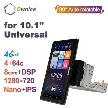 Ownice Auto Roterbar 10.1 tommer 1280*720 IPS Nano Universal Android8.1 Bil Auto radio Mms-Stereo 4G LTE Wifi Optisk DSP