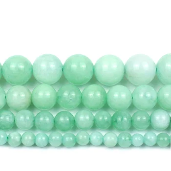 Naturlig Grøn Burmesiske Jade Sten Runde Løs Spacer Perler Til smykkefremstilling-Armbånd, Halskæde 6/8/10mm DIY Tilbehør 15