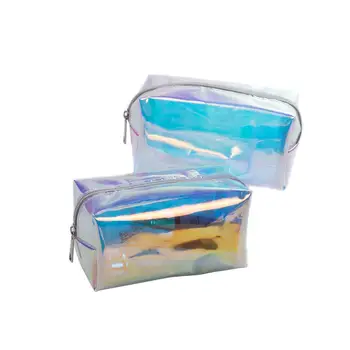 Damer Cosmetic Bag Størrekapacitet i én Pakke Vandtæt Vask opbevaringspose Farverige TPU laser Udskrivning Opbevaring Taske Taske