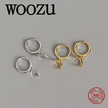 WOOZU Mode INS Minimalistisk Månen Drop Øreringe til Kvinder Smarte Romantisk Part Ægte 925 Sterling Sølv Huggie Øreringe Gave
