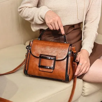 2020 Foråret Vintage Designer Virkelige Ægte Læder Håndtaske Kvinde Lille Skulder Crossbody Tasker Luksus Tote Kvinders Messenger Bag