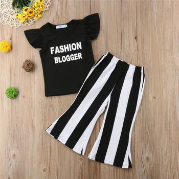 Mode Blogger Baby Børn Piger Outfits Top T-shirt +Flare Pants Sæt Tøj