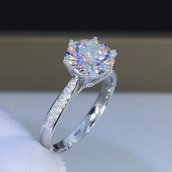 Autentisk, Ægte 925 Sterling Sølv Ring 6mm Cubic Zirconia Finger Ringe Til Kvinder, Damer Engagement Fine Smykker XY11