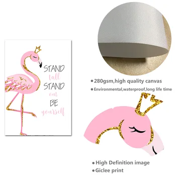 Flamingo Unicorn Børnehave Plakater Udskriver Pink Tegnefilm Væg Kunst, Lærred Maleri Nordiske Børn Dekoration Billeder Baby Soveværelse Indretning