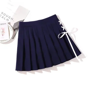 Kpop Høj Talje Bue Lac-op Mini Nederdel Kvinder Summer Harajuku-En-linje Over Knæet Nederdele Shoolgirl Streetwear Tøj