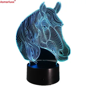 Hest Led Nightlights Akryl 7 Farver Skiftende Dyr 3D-lys LED-Fjernsyn bordlampe USB 5V Lamper til Hjemmet Udsmykning