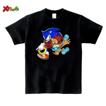 Sonic the hedgehog tegneserie T-shirt til drenge 2020 sonic t-shirt til sommeren afslappet kort-langærmet børn piger tøj til børn toppen