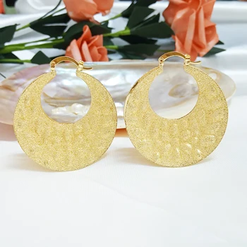 Dejlig kobber garanteret guld øreringe til kvinder runde hook øreringe bryllup smykker gave høj kvalitet