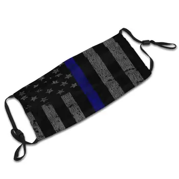 Thin Blue Line Politiet Support Amerikanske Flag Genanvendelige Munden Maske, Filter For Mænd, Kvinder, Børn Thin Blue Line Politifolk Ansigt Maske