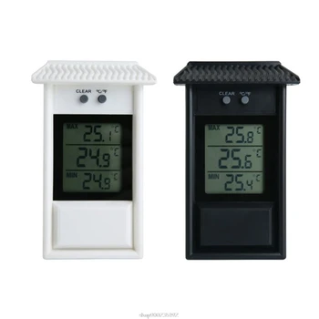 LCD-Digital Indendørs/Udendørs Vandtæt Termometer Have Drivhus Væggen Temperatur Måling Max Min Værdi Vise O08 20